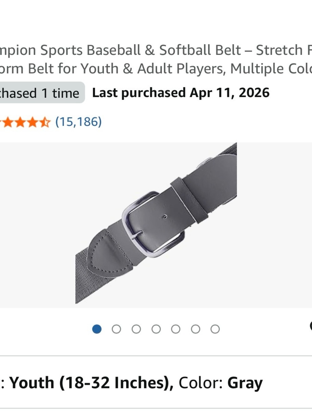 Youth Baseball Belt